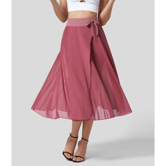 HALARA Skirts Nwt Halara Balletcore Pink Mesh 2in Flowy Midi Casual